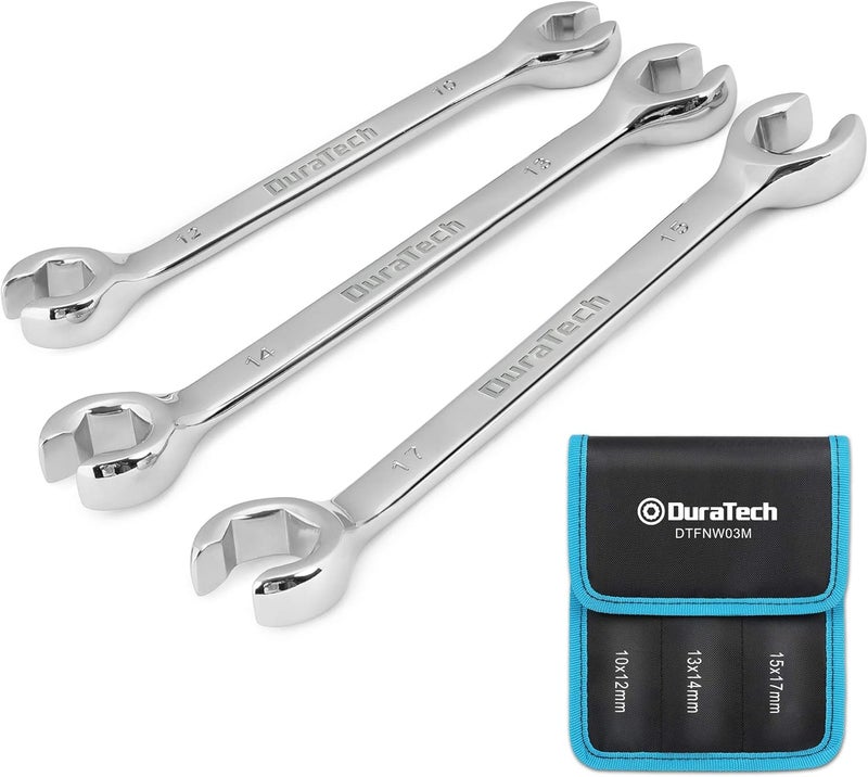 DURATECH طقم مفاتيح صمولة مشطوفة، مقياس متري، 3 قطع، 10، 12، 13، 14، 15، 17 مم، فولاذ CR-V، حقيبة تنظيم متضمنة - Image 1